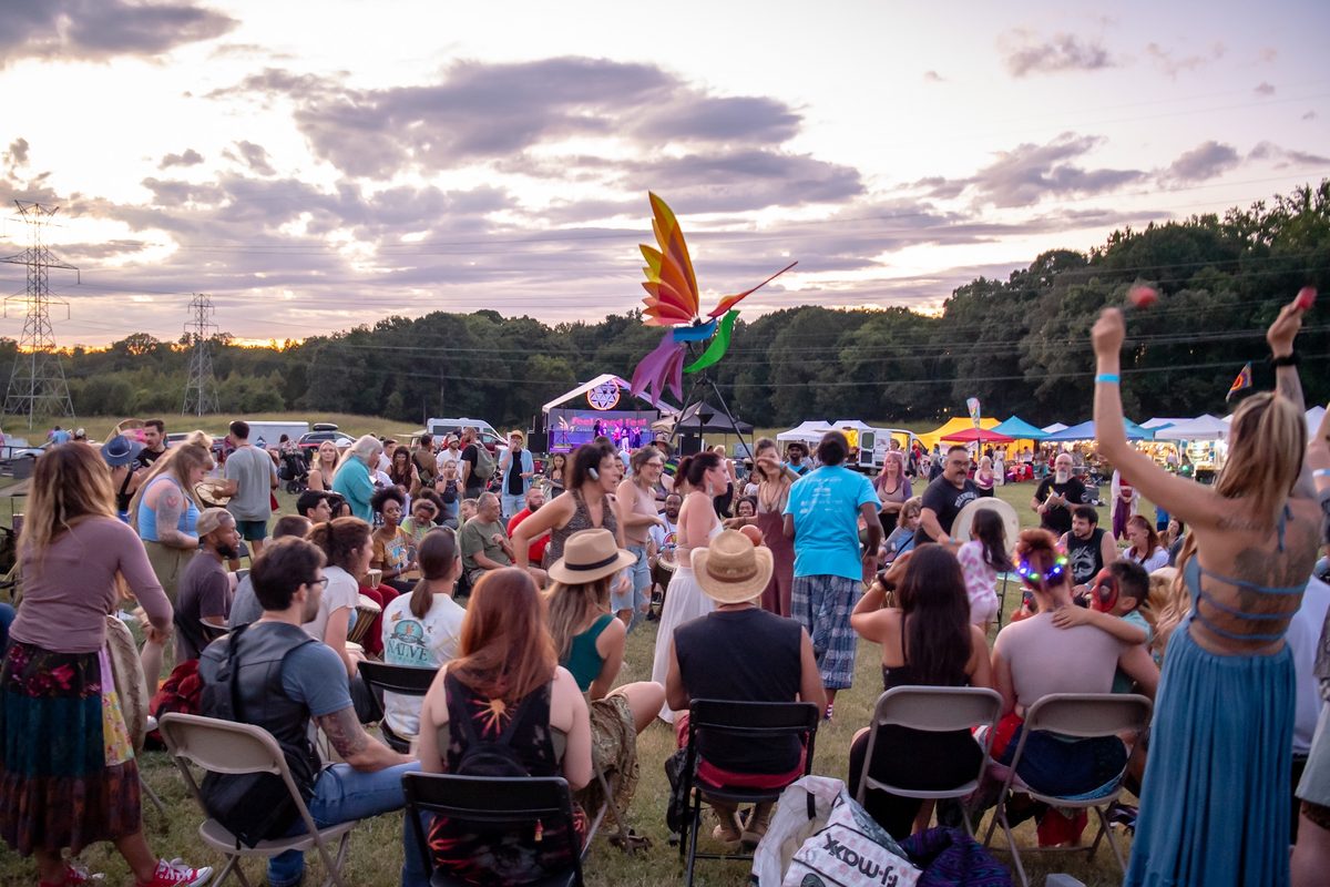 Crowd at Feel Good Fest at sunset