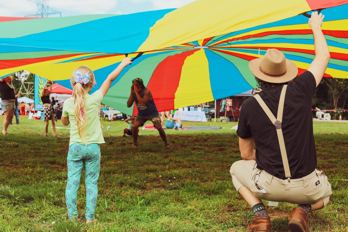 Parachute activity at Feel Good Fest