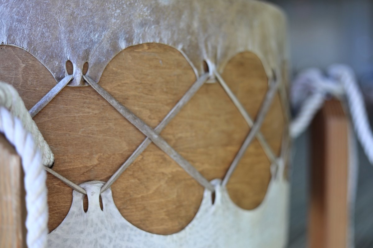 Native grandmother drum detail